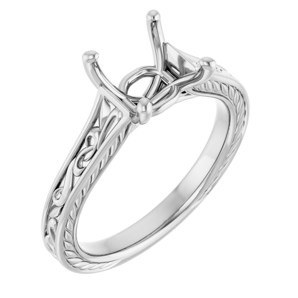 Solitaire Scroll Engagement Ring