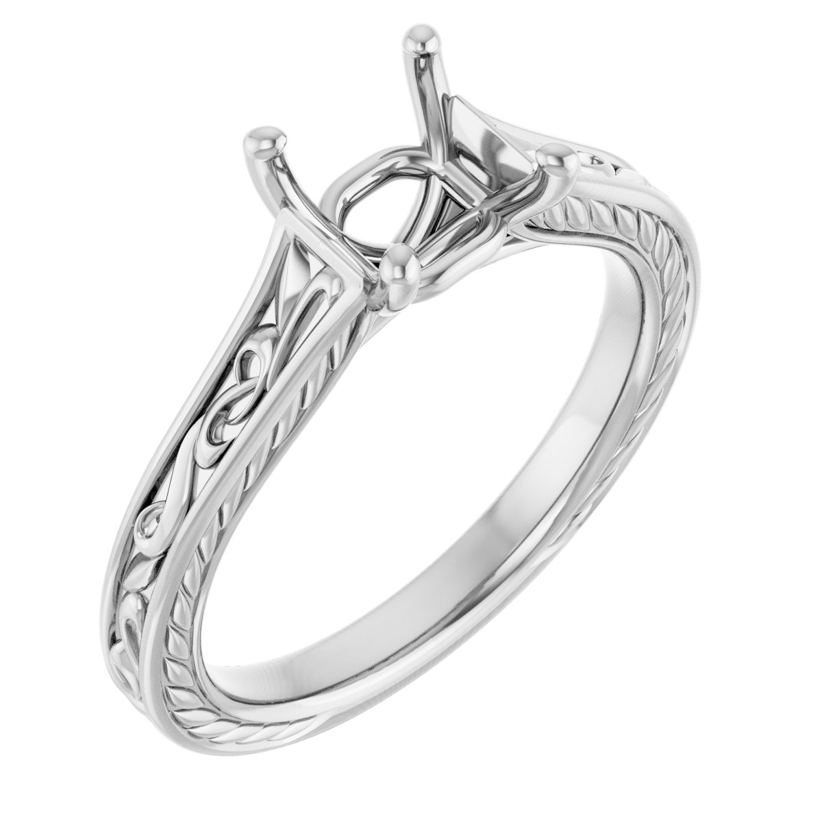 Solitaire Scroll Engagement Ring
