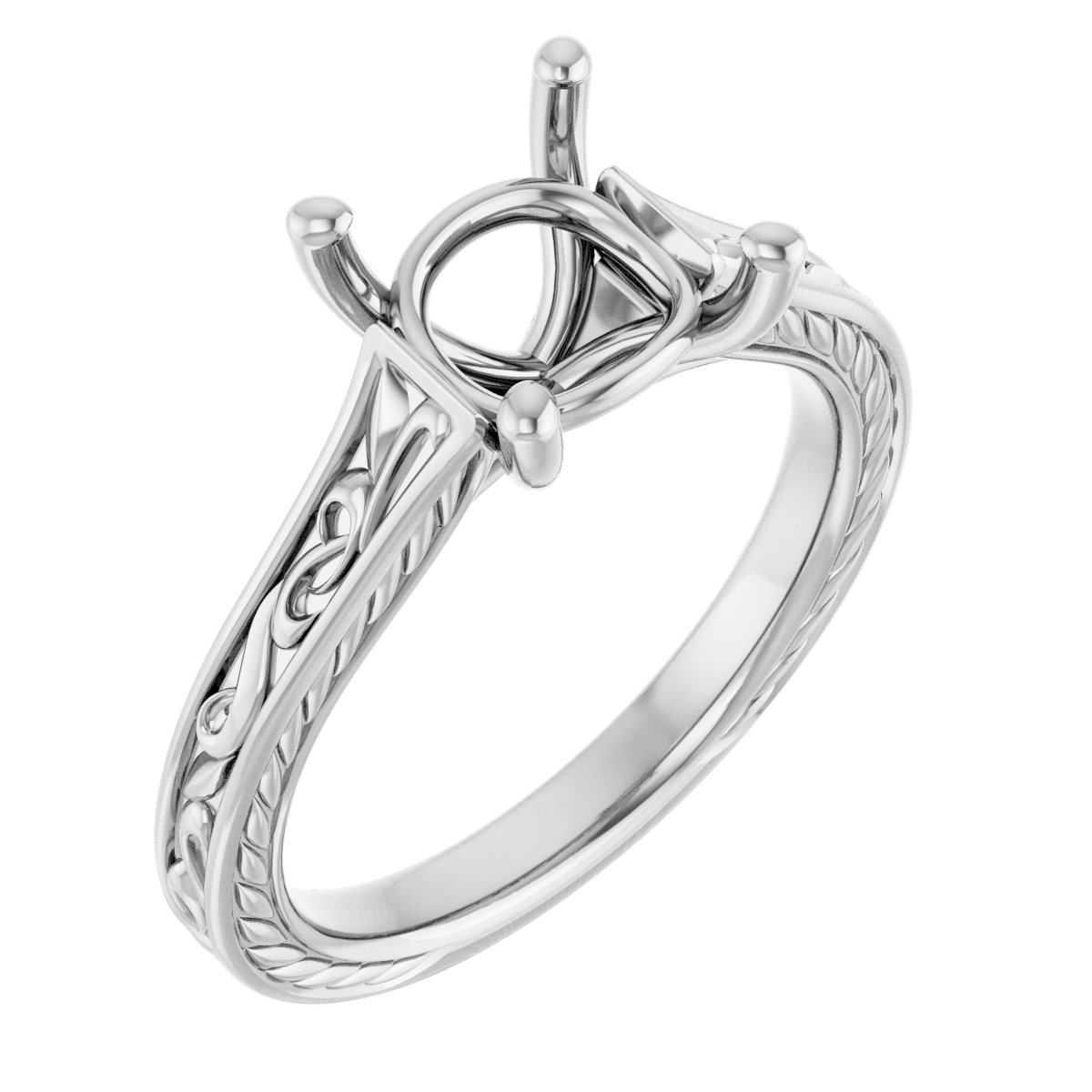 Solitaire Scroll Engagement Ring
