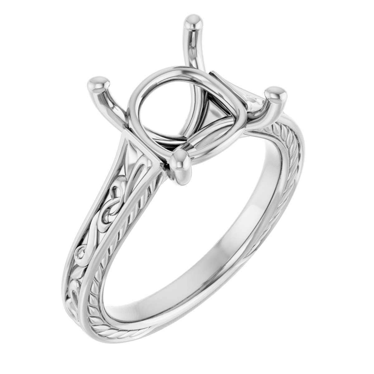 Solitaire Scroll Engagement Ring