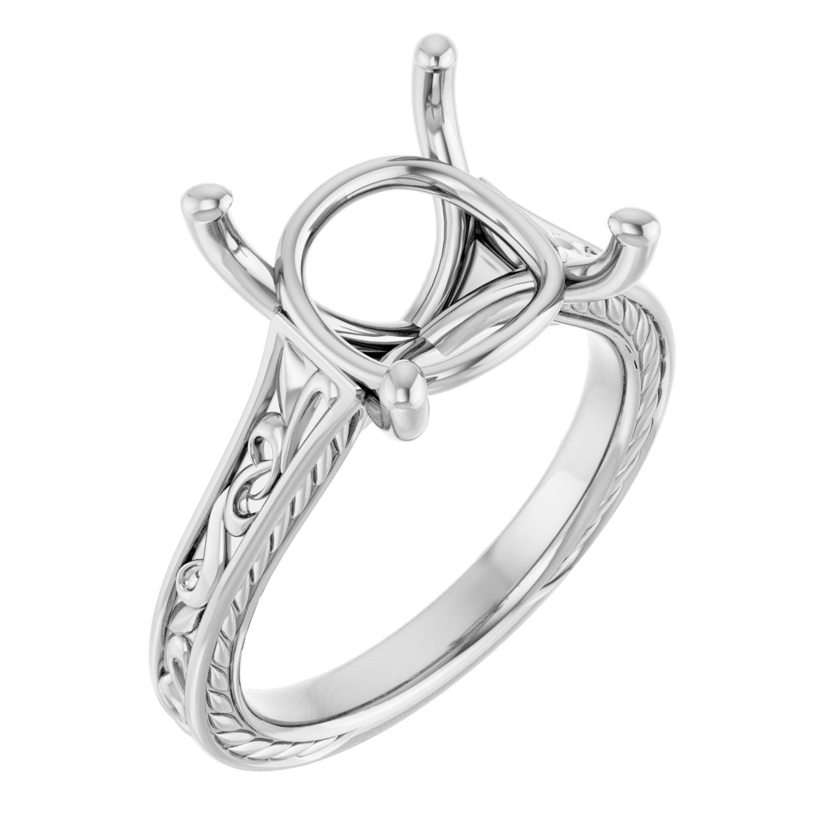 Solitaire Scroll Engagement Ring