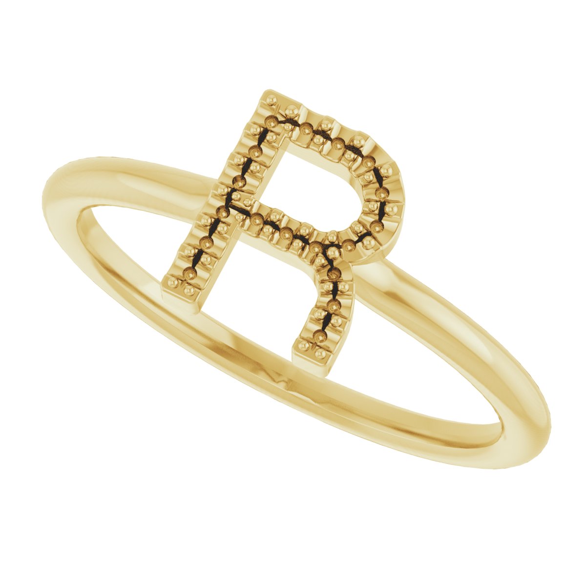 14K Yellow .06 CTW Natural Diamond Initial R Ring