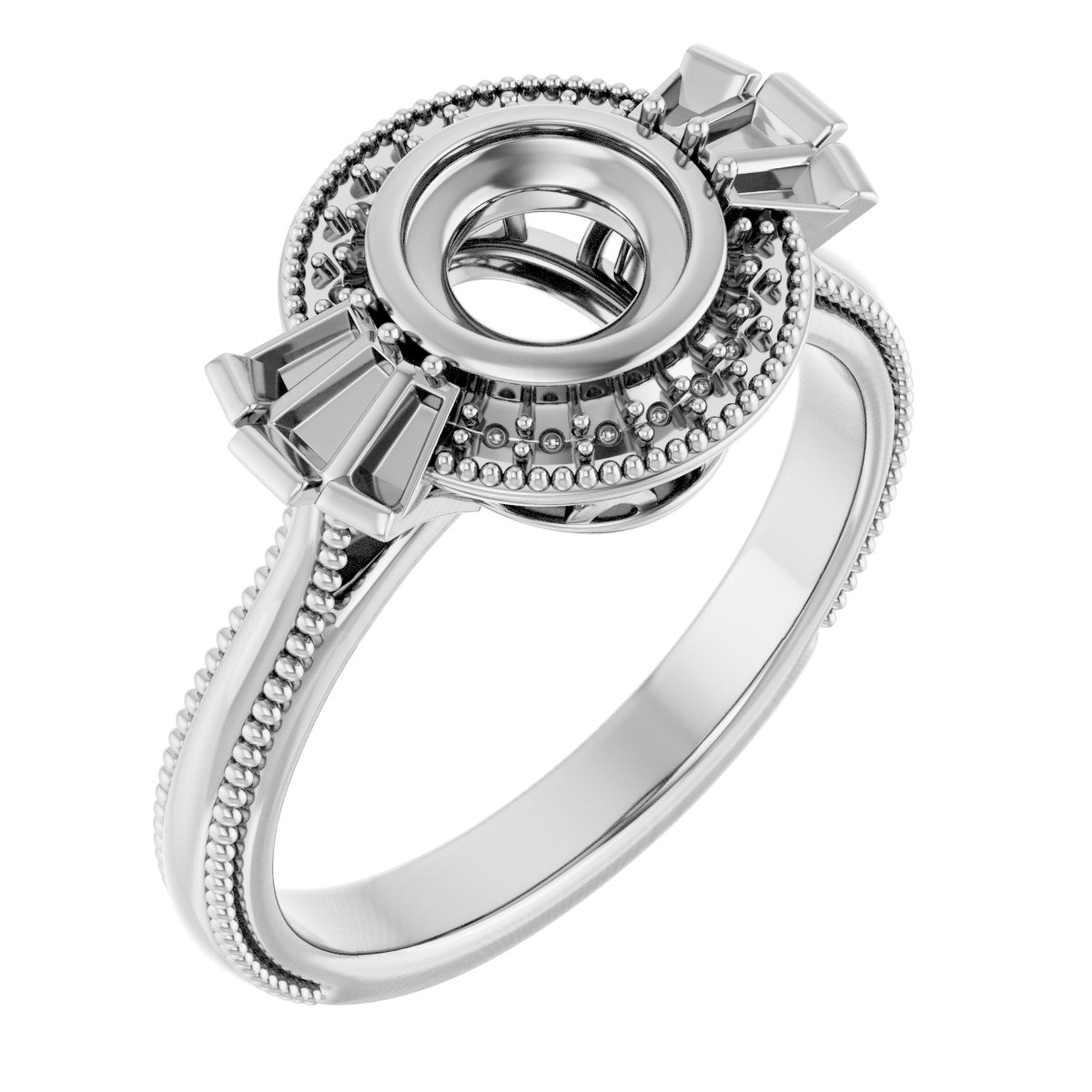 Sterling Silver 5.8 mm Round Vintage-Inspired Halo-Style Engagement Ring Mounting