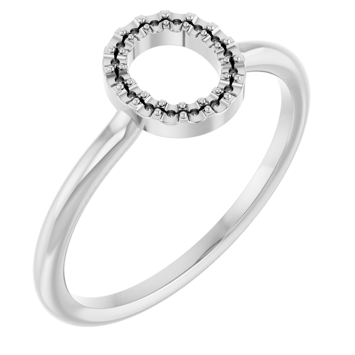 14K White .06 CTW Natural Diamond Initial O Ring