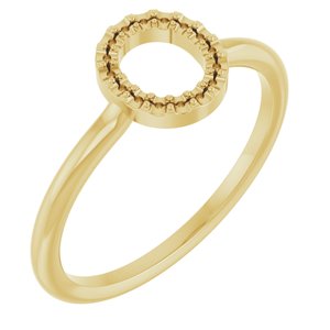 14K Yellow Accented Initial O Ring Mounting