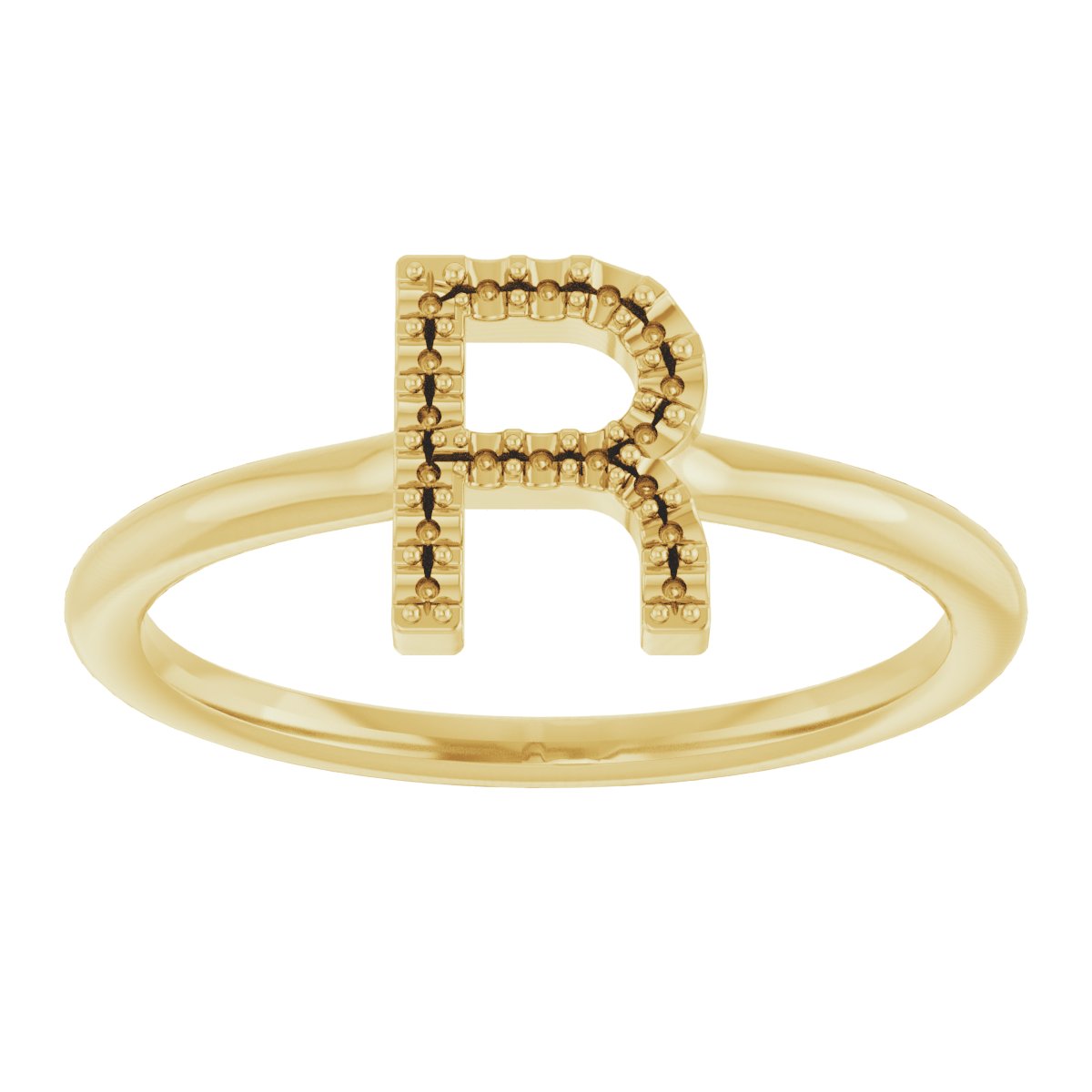 14K Yellow .06 CTW Natural Diamond Initial R Ring