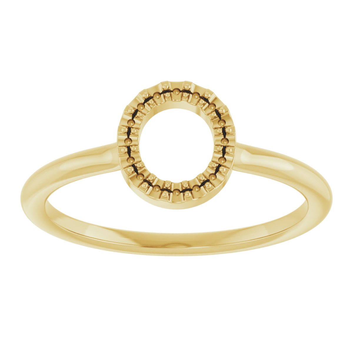 14K Yellow .08 CTW Diamond Initial O Ring