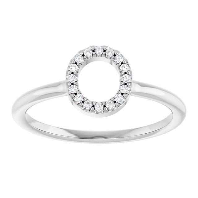 14K White .06 CTW Diamond Initial O Ring