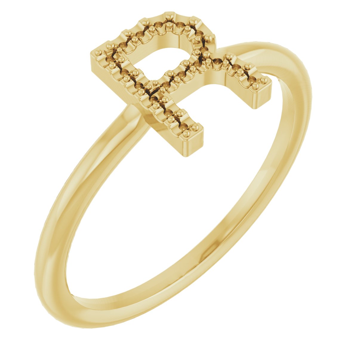 14K Yellow .06 CTW Natural Diamond Initial R Ring