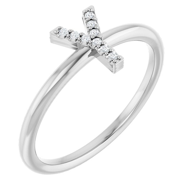 14K White .03 CTW Natural Diamond Initial Y Ring