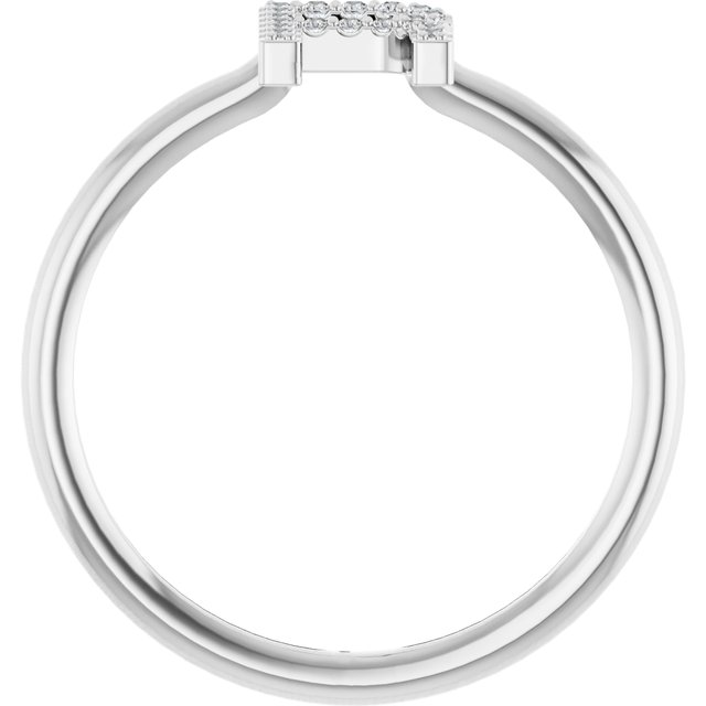 14K White .06 CTW Natural Diamond Initial R Ring