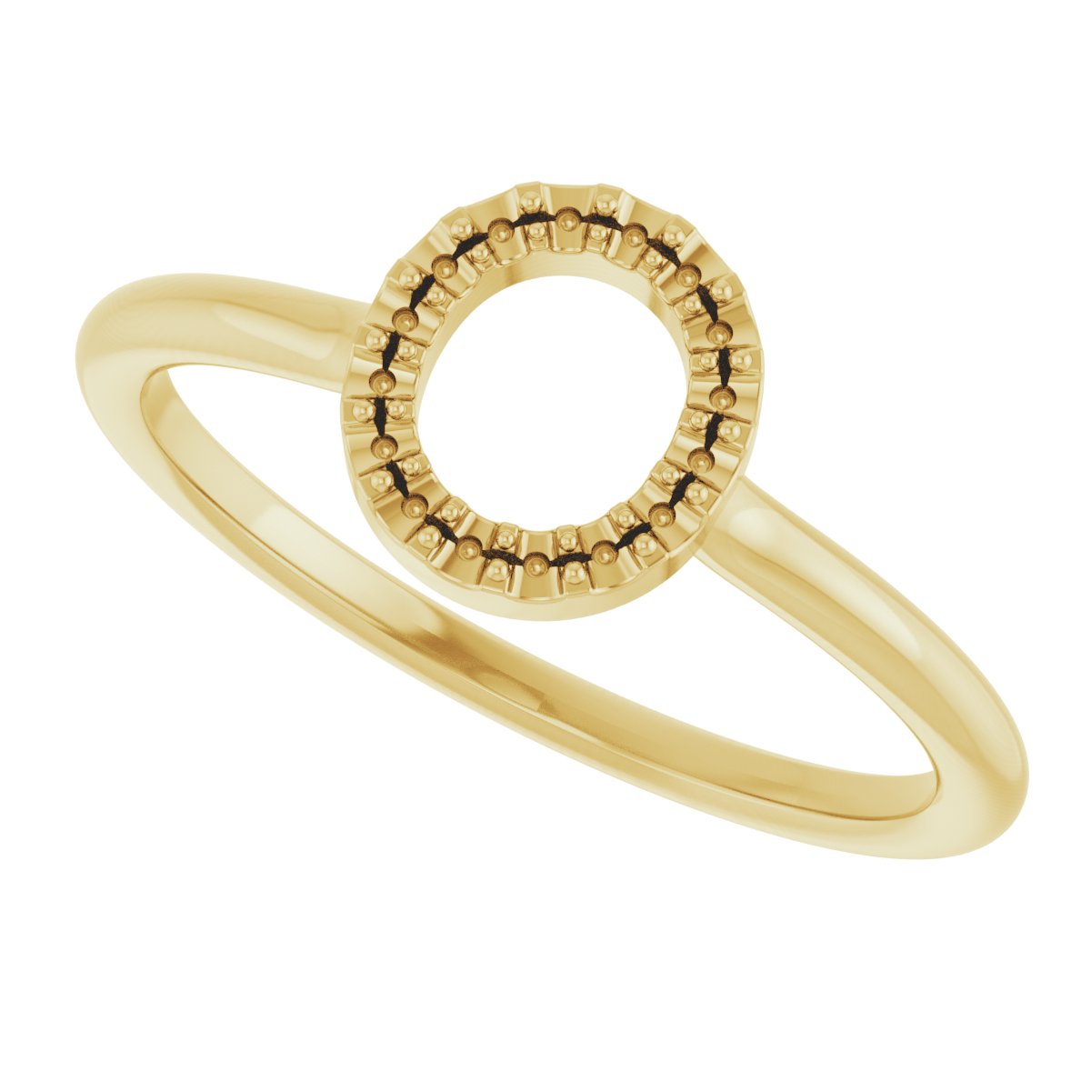 14K Yellow .08 CTW Diamond Initial O Ring