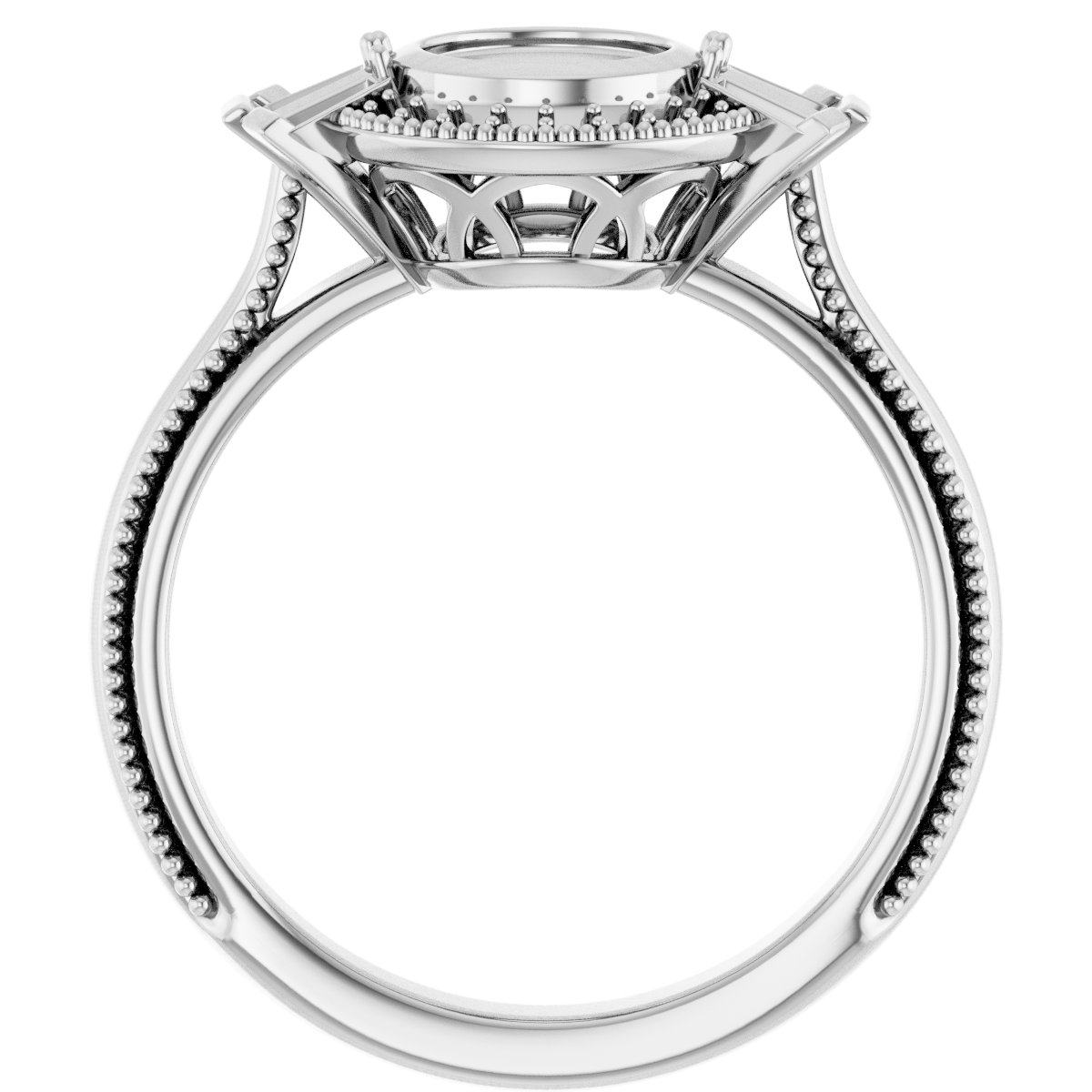 Sterling Silver 5.8 mm Round Vintage-Inspired Halo-Style Engagement Ring Mounting