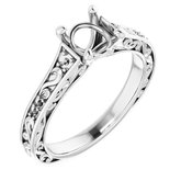 Palladium 6.5 mm Round Accented Engagement Ring Mounting 