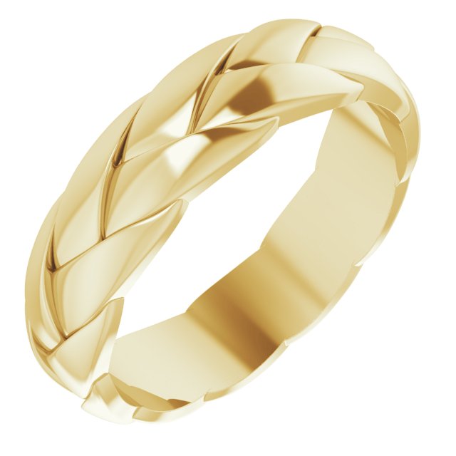 14K Yellow 6 mm Woven-Design Band Size 10