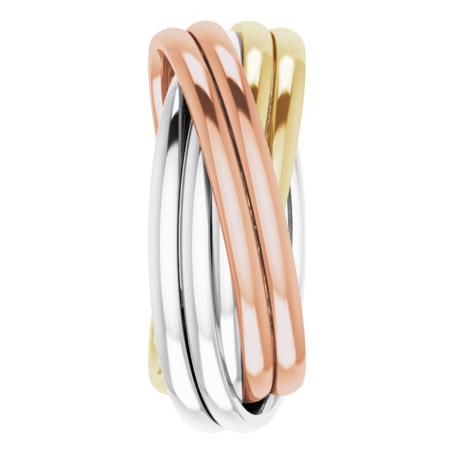 14K Tri-Color 6-Band Rolling Ring Size 4.5