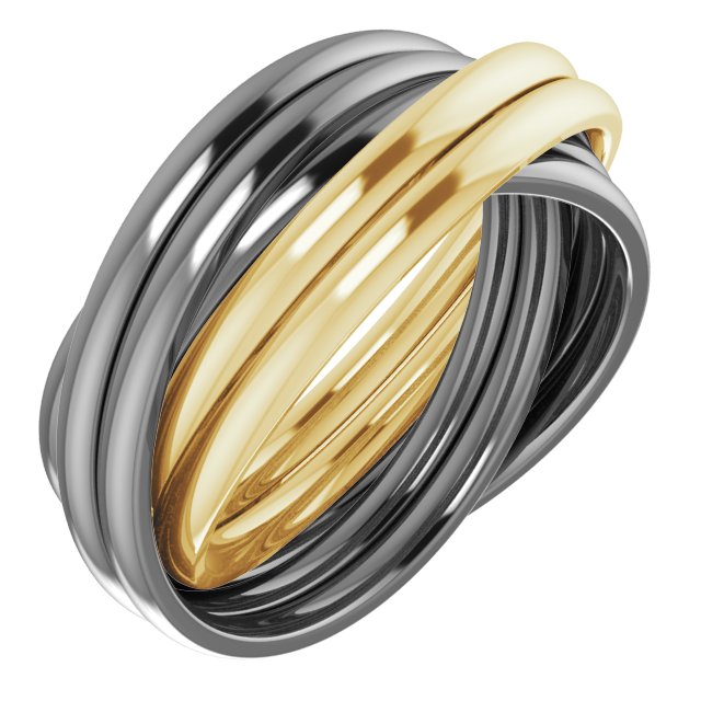 14K Tri-Color 6-Band Rolling Ring Size 7.5