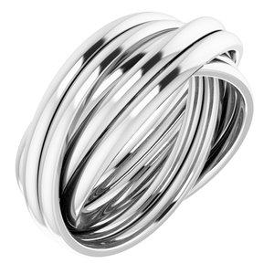 14K White 6-Band Rolling Ring Size 6 