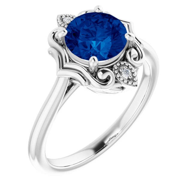 Platinum Lab-Grown Blue Sapphire & .01 CTW Natural Diamond Sculptural Ring