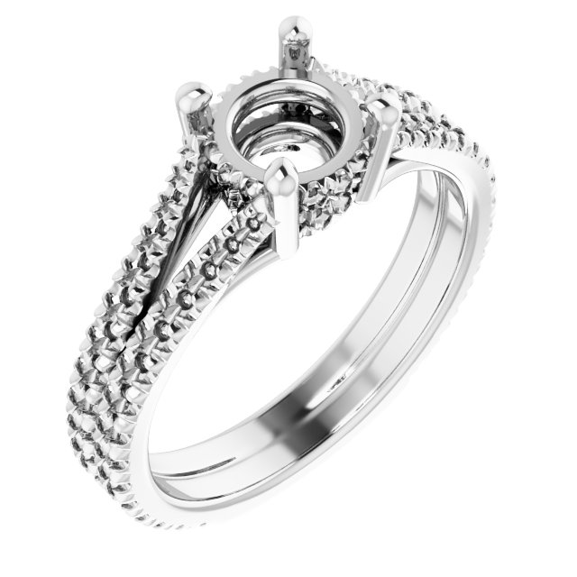French-Set Double Row Accented Engagement Ring or Band