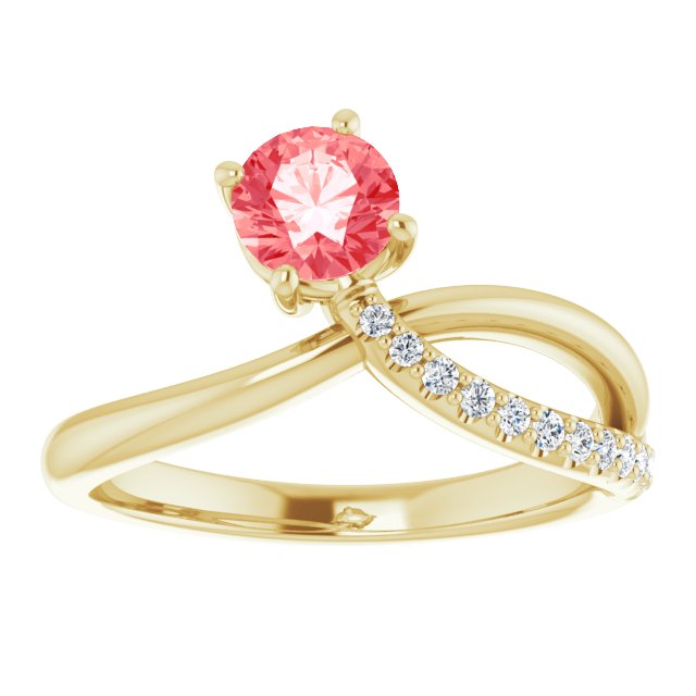 14K Yellow 5/8 CTW Pink & White Lab-Grown Diamond Ring 