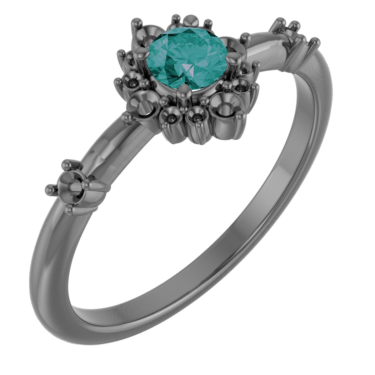 14K Rose Chatham Created Alexandrite and .167 CTW Diamond Ring Ref. 15641444