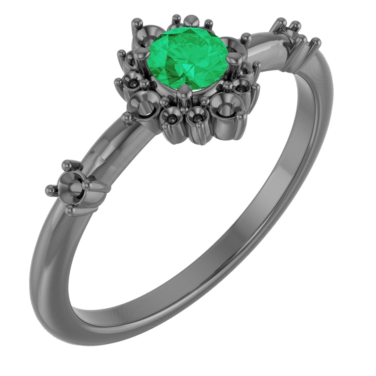 14K Yellow Chatham Created Emerald and .167 CTW Diamond Ring Ref. 15641429