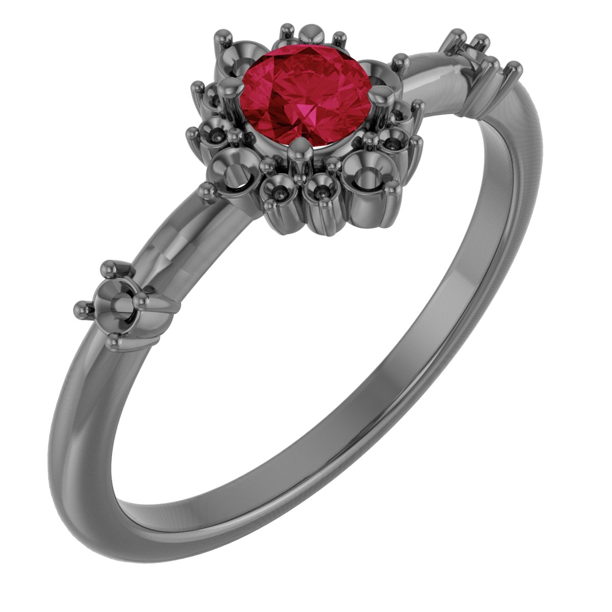 Sterling Silver Ruby and .167 CTW Diamond Ring Ref. 15641492