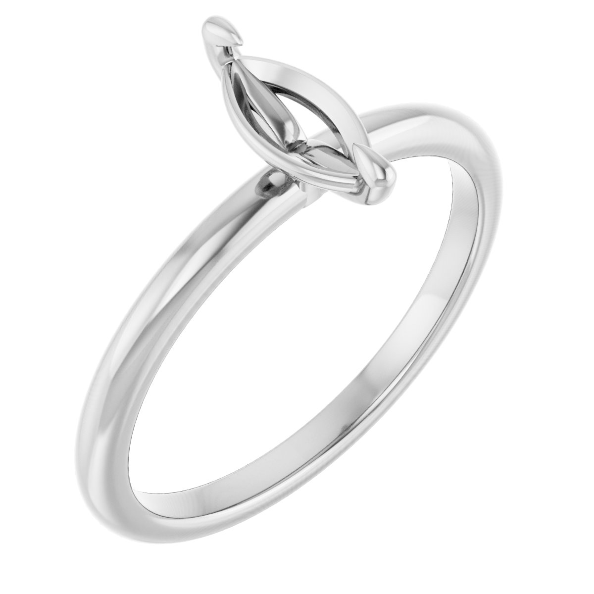 14K White  8x4 mm Marquise Solitaire Engagement Ring Mounting