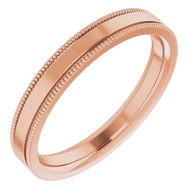 10K Rose 3 mm Milgrain Flat Comfort Fit Band Size 7 Ref 15018574