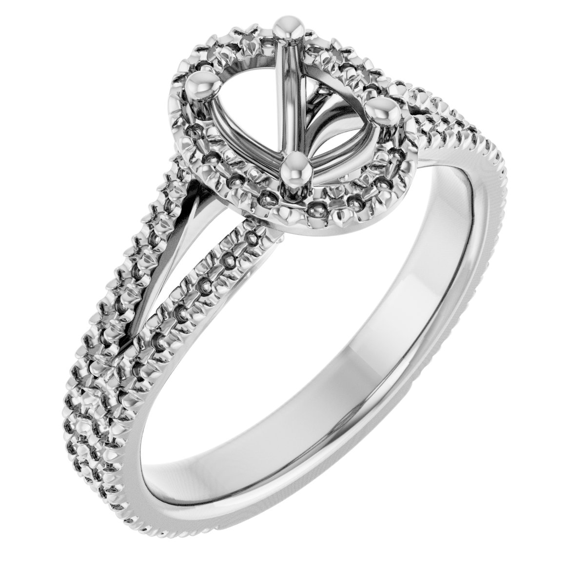 French-Set Halo-Style Engagement Ring or Band