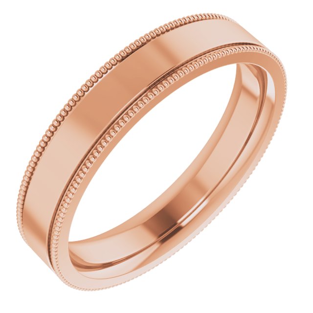 10K Rose 4 mm Milgrain Flat Comfort Fit Band Size 7 Ref 15018736