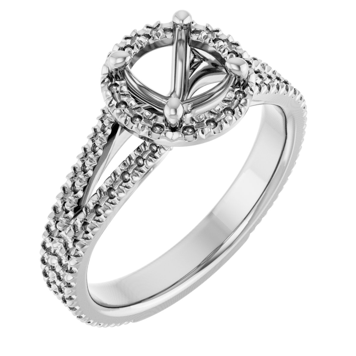 French-Set Halo-Style Engagement Ring or Band