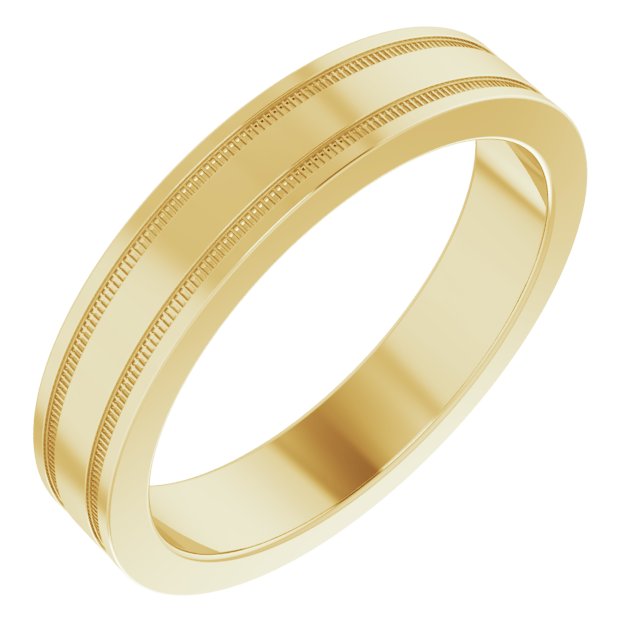 14K Yellow 4 mm Flat Comfort-Fit Band with Milgrain Size 6.5