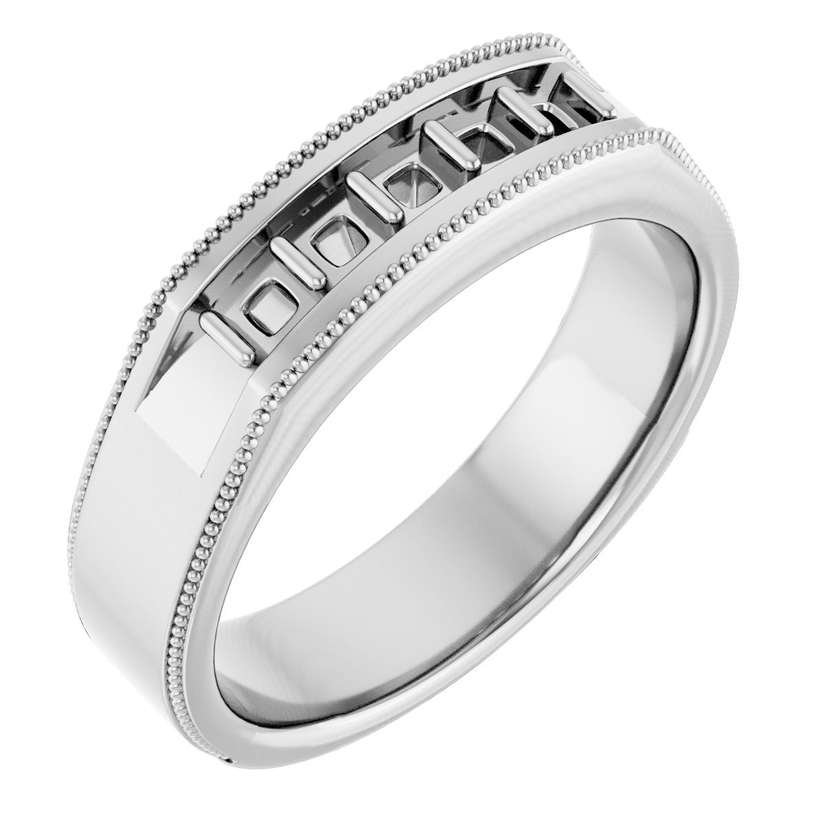 14K White 1/2 CTW Natural Diamond Milgrain Band