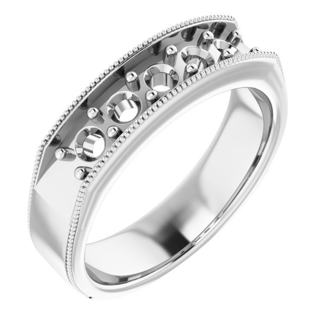 14K White 1 CTW Natural Diamond Milgrain Band