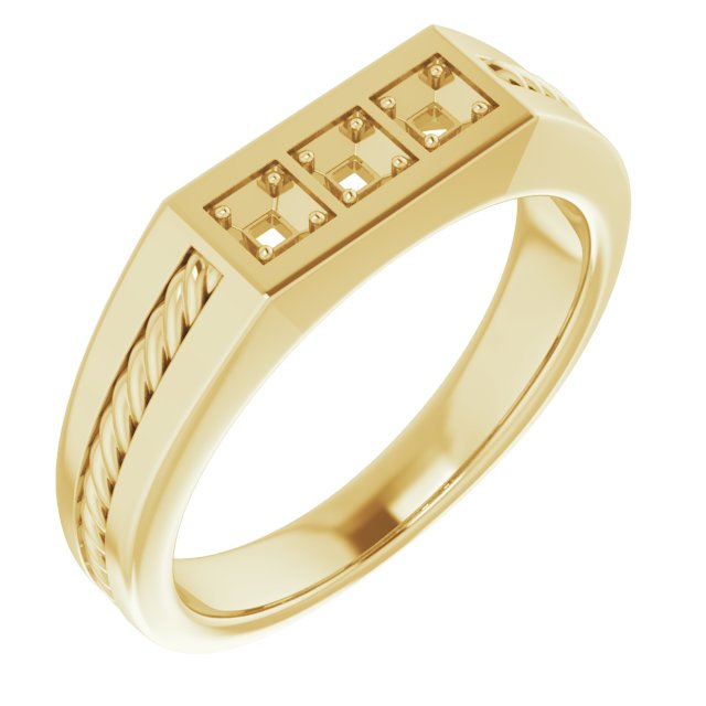 14K Yellow 2.25x2.25 mm Square .20 CTW Diamond Mens Ring Ref 15494443