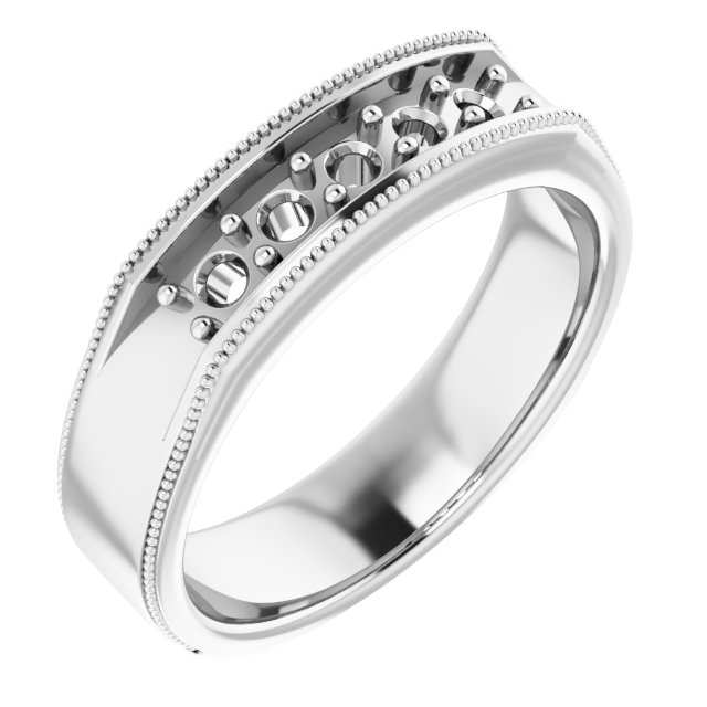 14K White 1/2 CTW Natural Diamond Milgrain Band