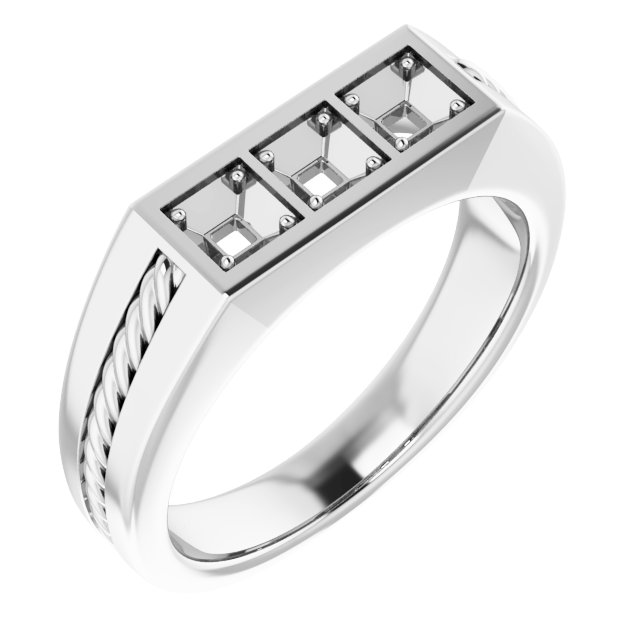 14K White 3x3 mm Square .5 CTW Diamond Mens Ring Ref 15494454