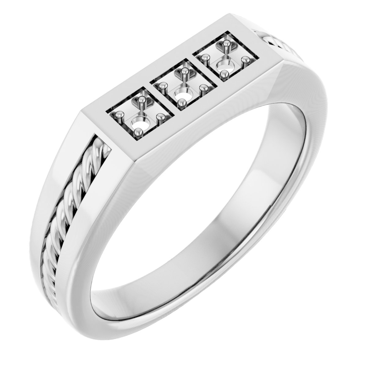 14K White 2.5 mm Round .20 CTW Diamond Mens Ring Ref 15494422