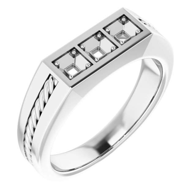 14K White 2.75x2.75 mm Square .375 CTW Diamond Mens Ring Ref 15494450