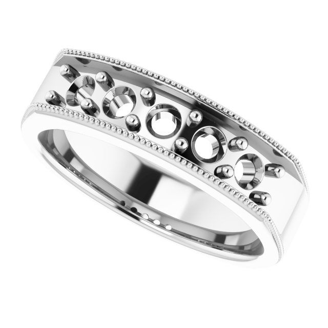 14K White 1 CTW Natural Diamond Milgrain Band