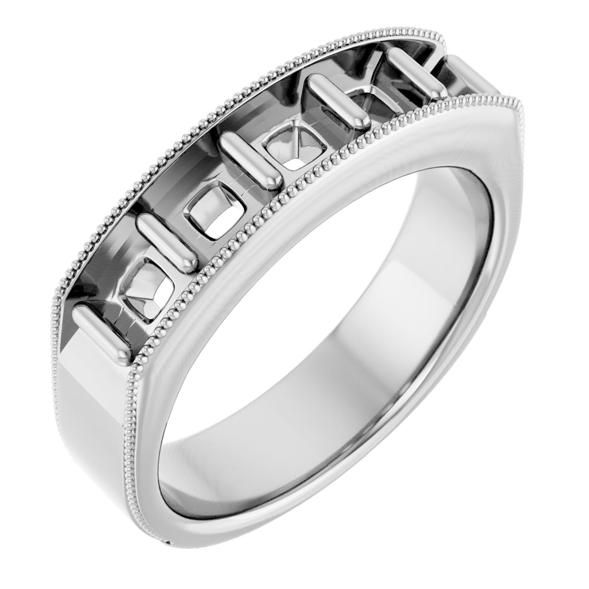 14K White 1 9/10 CTW Natural Diamond Milgrain Band