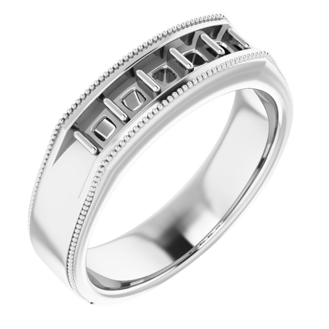 14K White 5/8 CTW Natural Diamond Milgrain Band