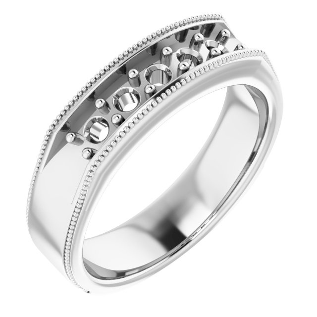 14K White 5/8 CTW Natural Diamond Milgrain Band