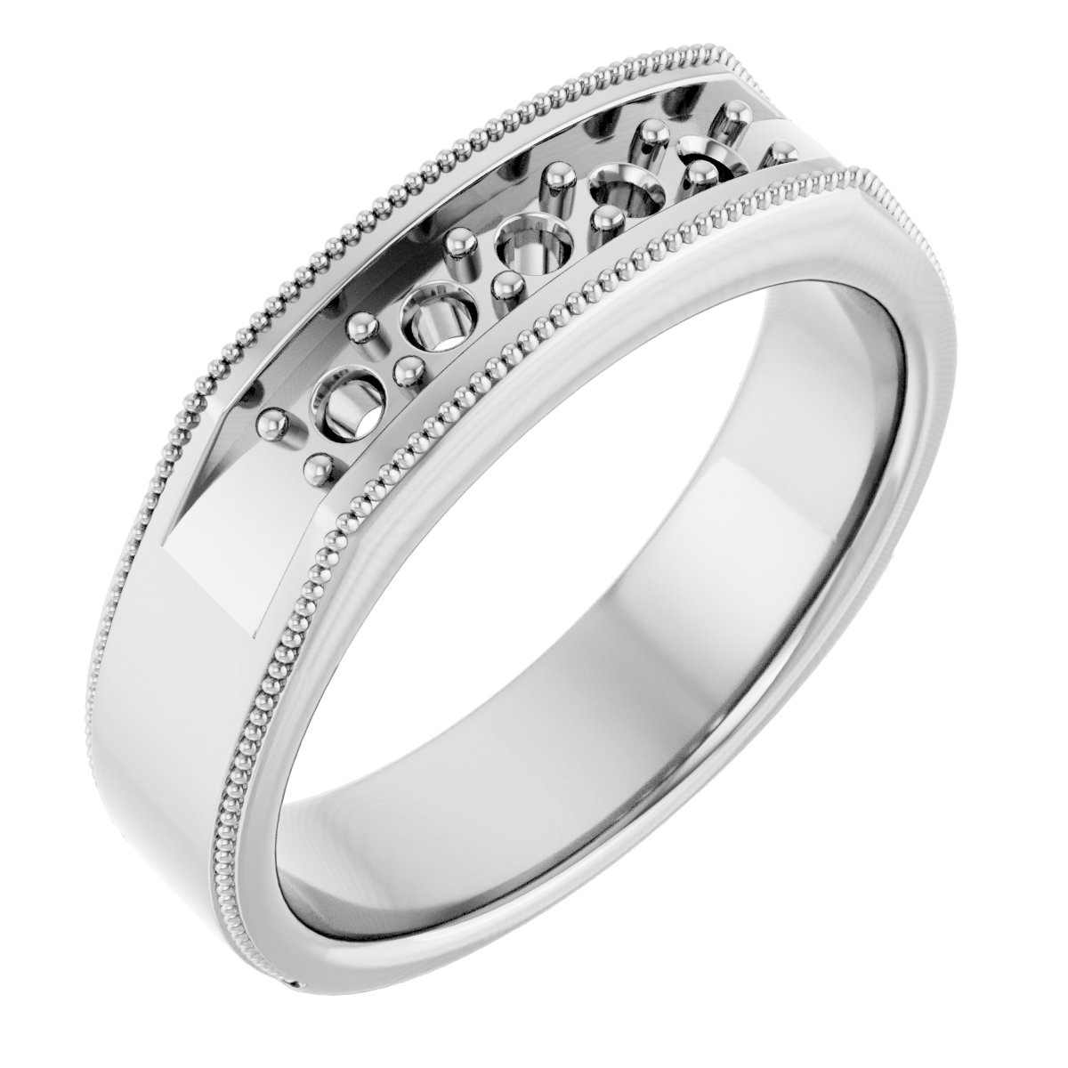 14K White 1/3 CTW Natural Diamond Milgrain Band