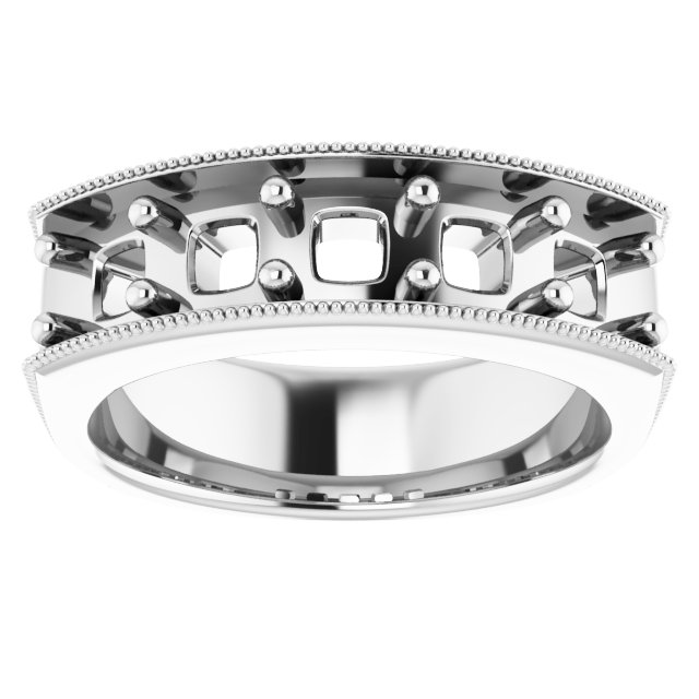 6x4 mm Emerald Men's Band Mounting view 3