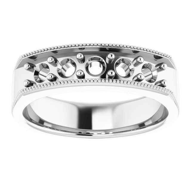 14K White 1 CTW Natural Diamond Milgrain Band