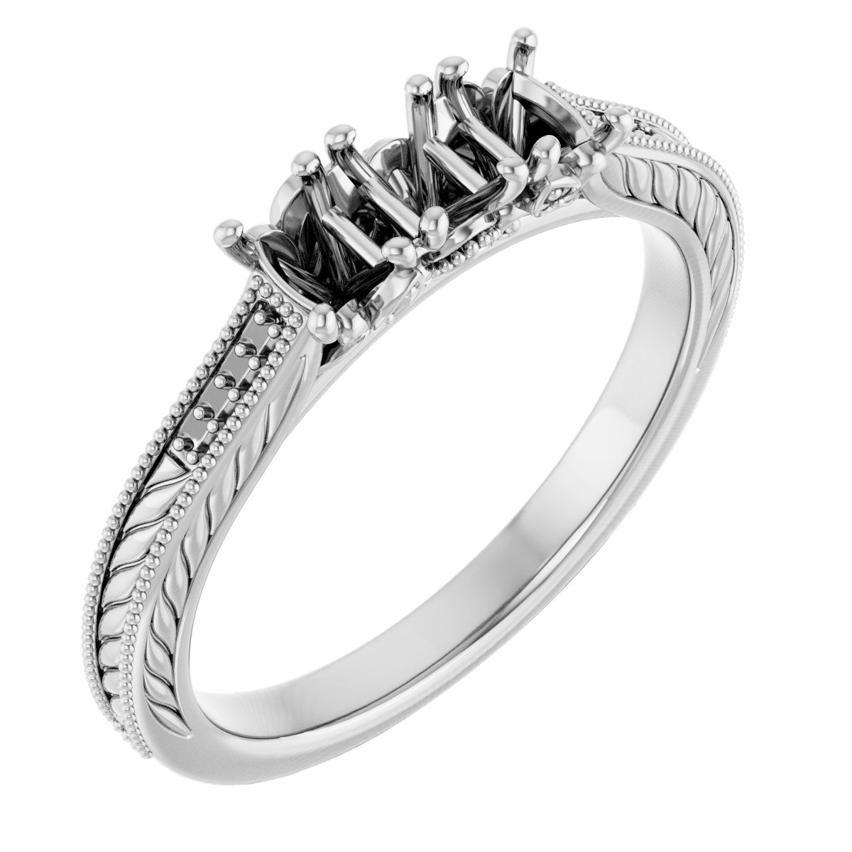Accented Sculptural Three-Stone Anniversary Band