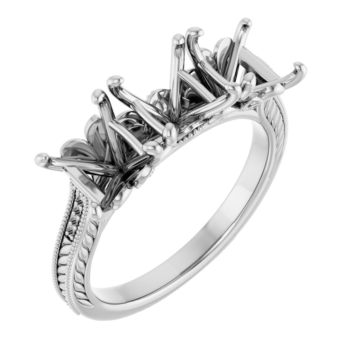 Accented Sculptural Three-Stone Anniversary Band